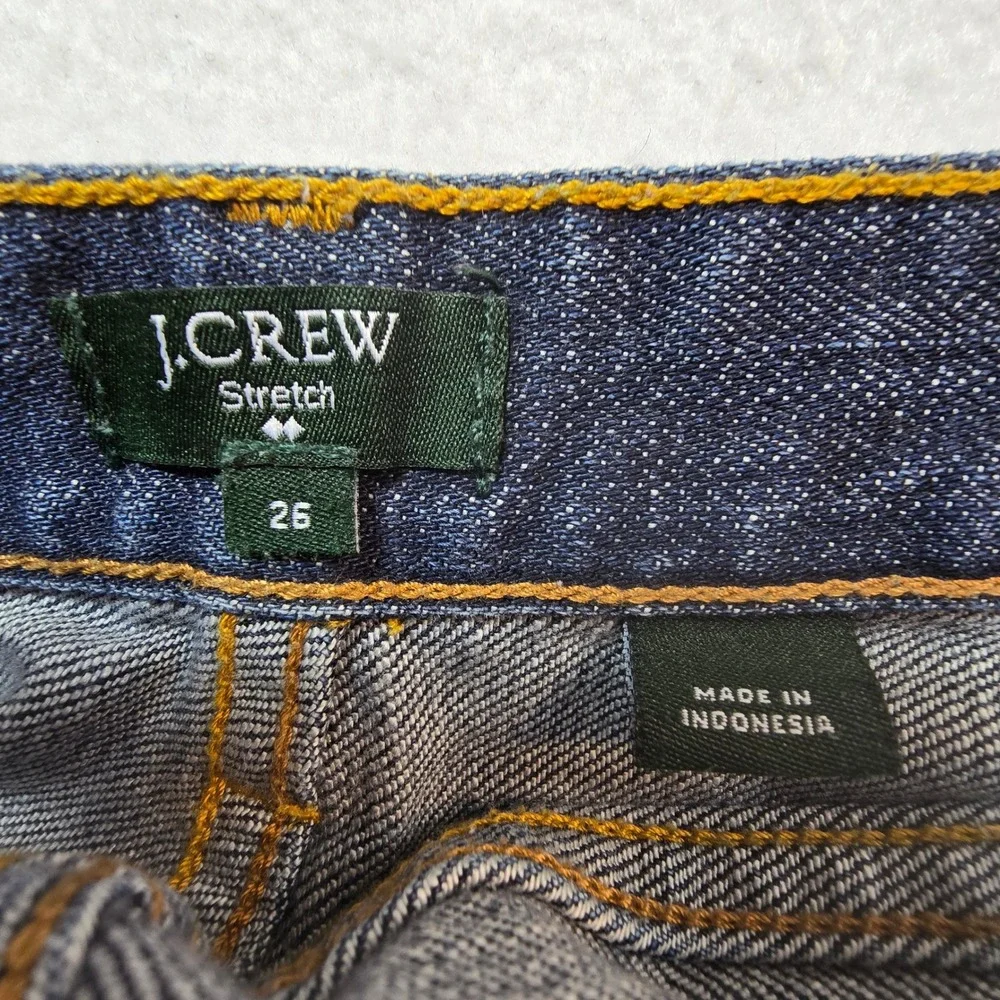 J Crew Jeans Womens sz 26 Toothpick‎ Stretch Dark Denim Skinny 30x28 Distressed